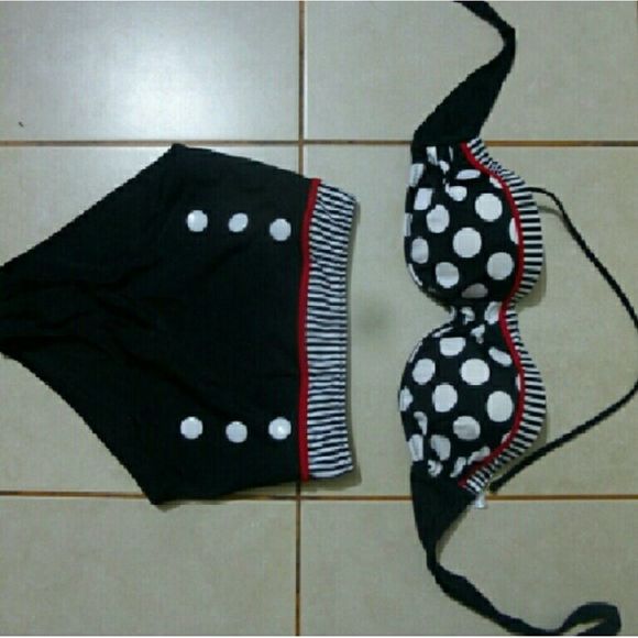 black and white high waist polka dot Swimsuit - Picture 5 of 5
